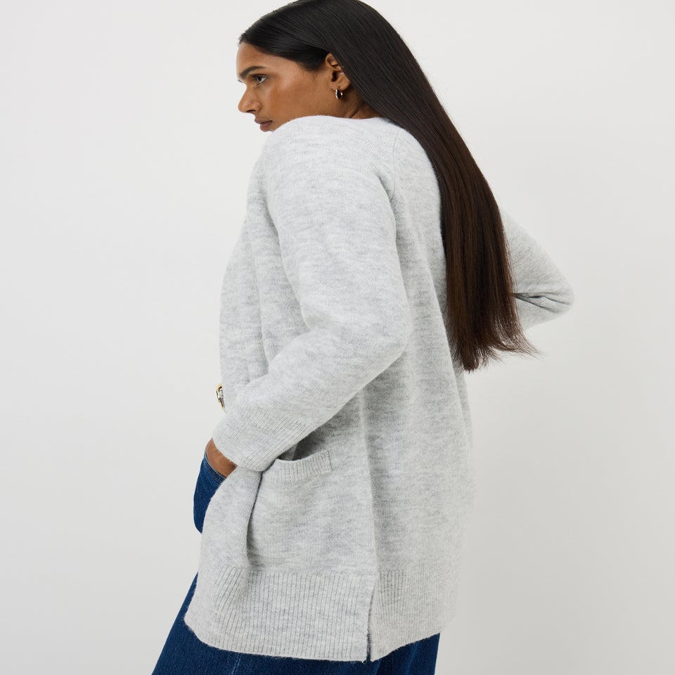 Grey Marl Longline Cardigan