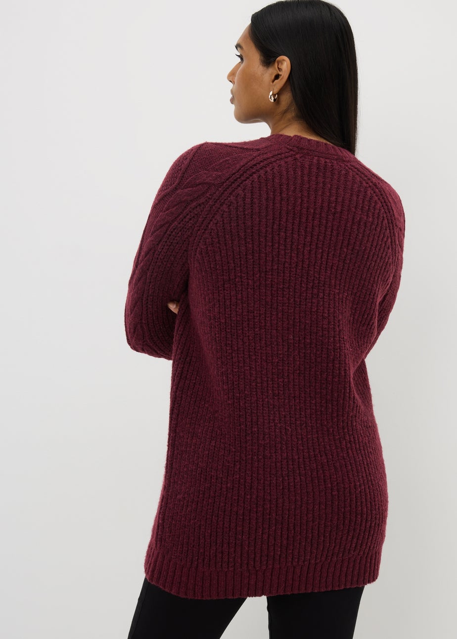 Burgundy Cable Knit Tunic Jumper