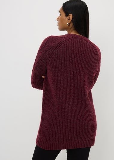 Burgundy Cable Knit Tunic Jumper