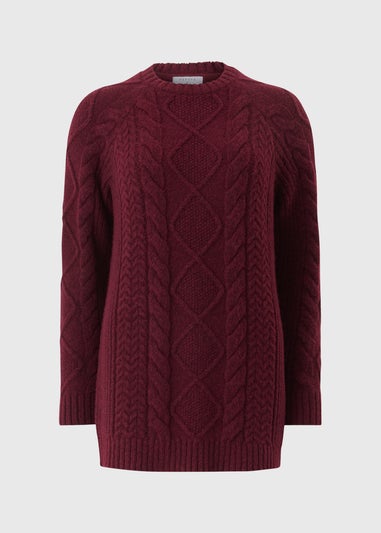Burgundy Cable Knit Tunic Jumper
