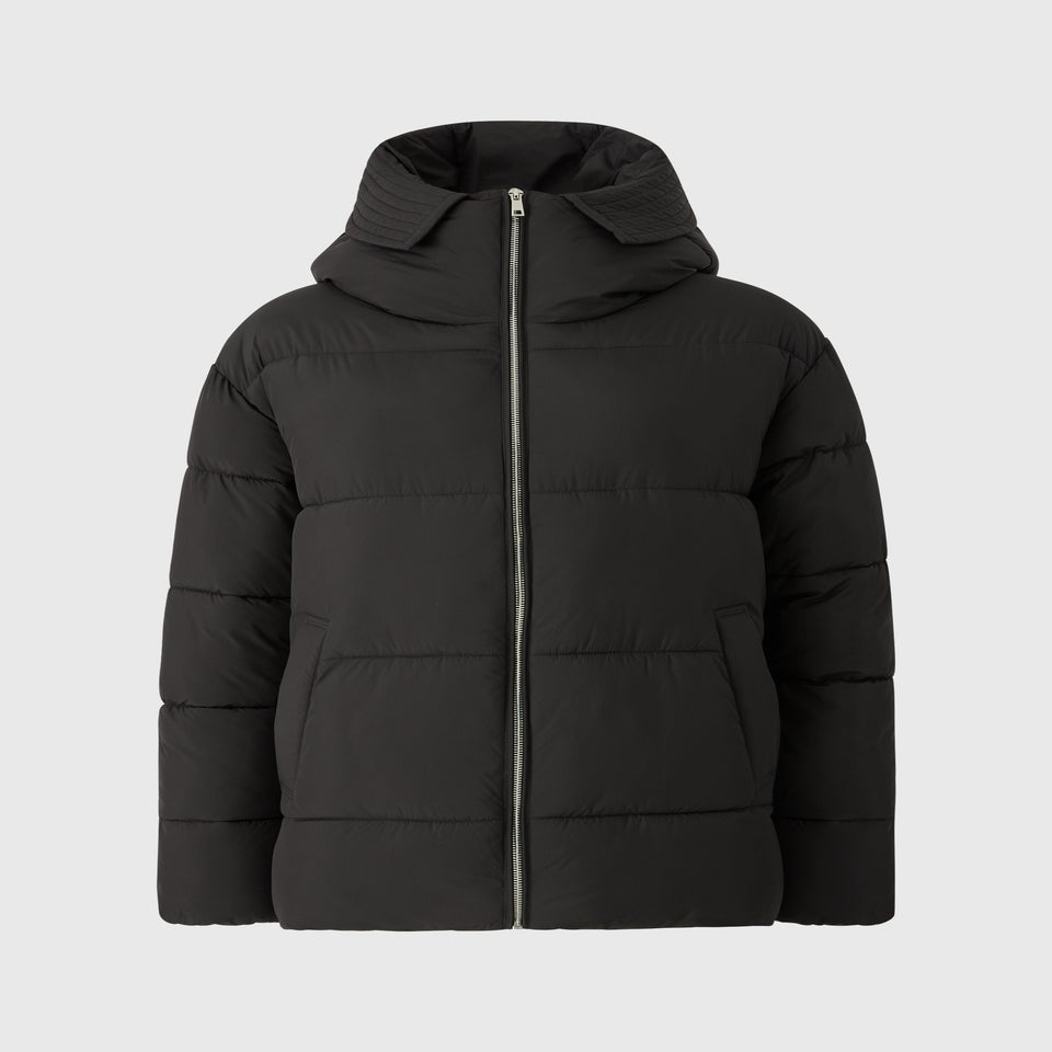 Black Showerproof Padded Mid Length Coat