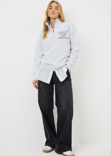 Grey Marl Copenhagen Sports Half Zip Sweatshirt