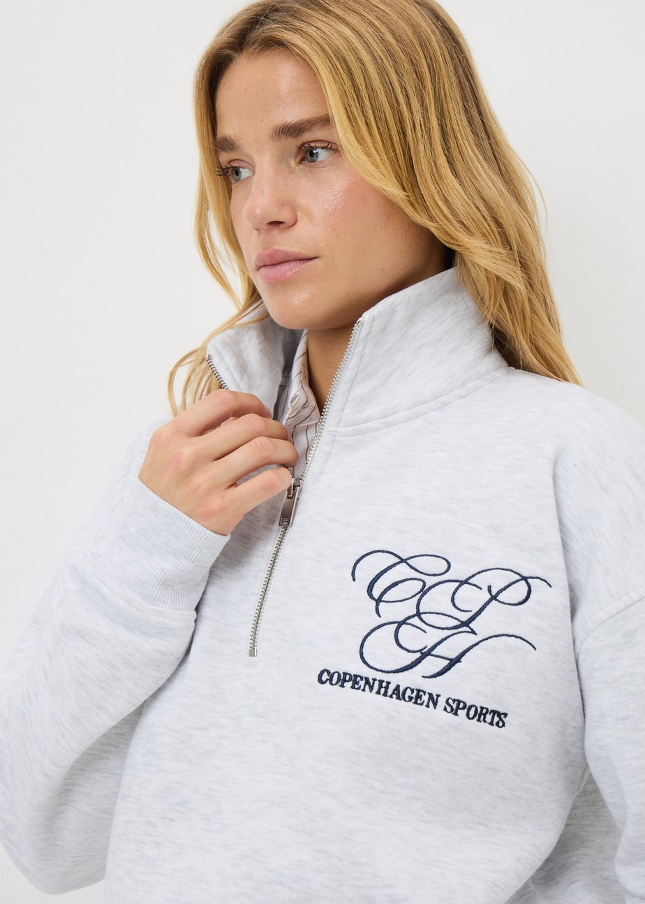 Grey Marl Copenhagen Sports Half Zip Sweatshirt