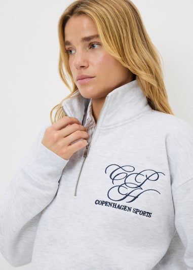 Grey Marl Copenhagen Sports Half Zip Sweatshirt