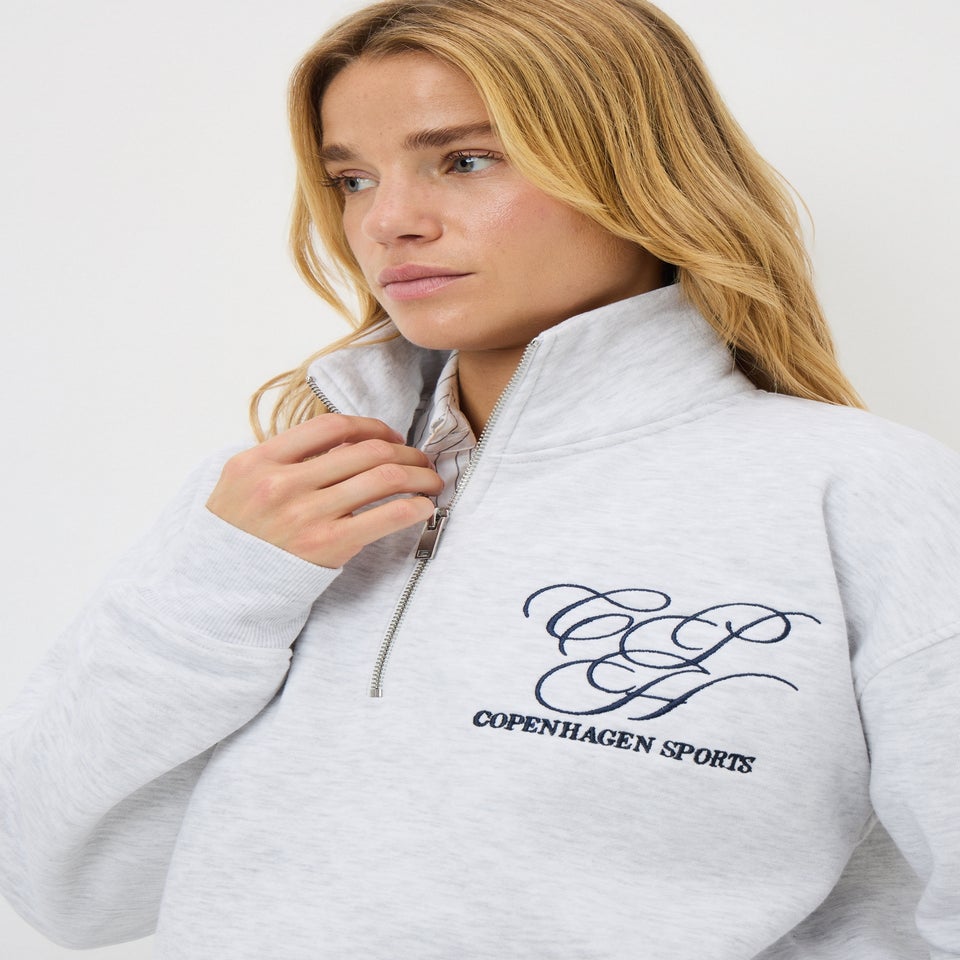 Grey Marl Copenhagen Sports Half Zip Sweatshirt