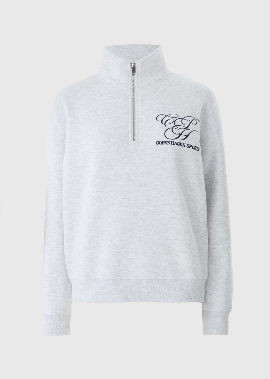 Grey Marl Copenhagen Sports Half Zip Sweatshirt