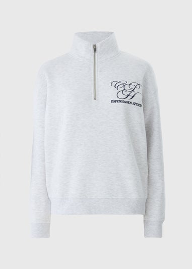 Grey Marl Copenhagen Sports Half Zip Sweatshirt