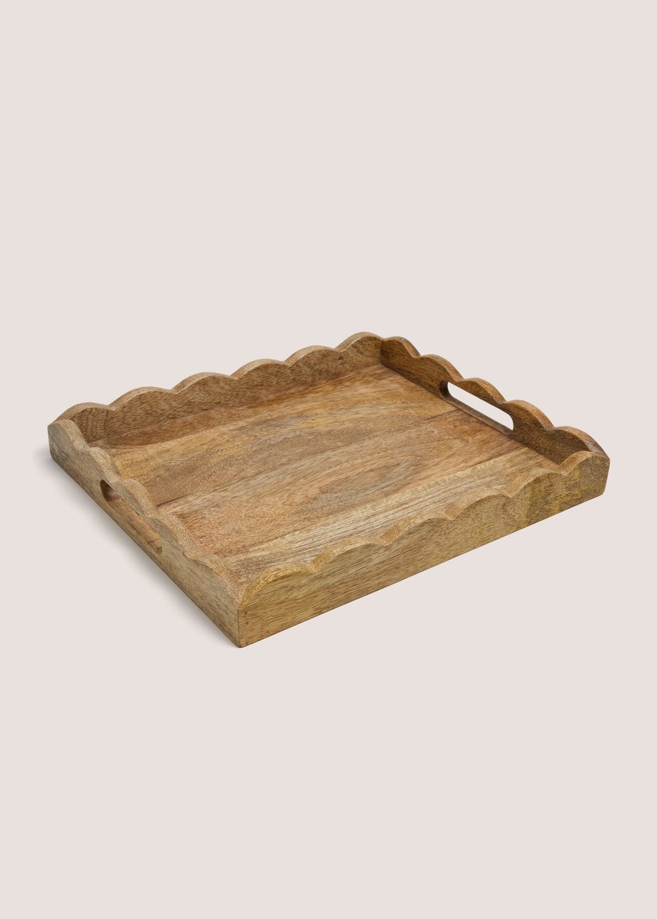 Mango Wood Scalloped Rectangle Tray