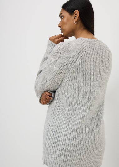 Grey Cable Knit Tunic Dress