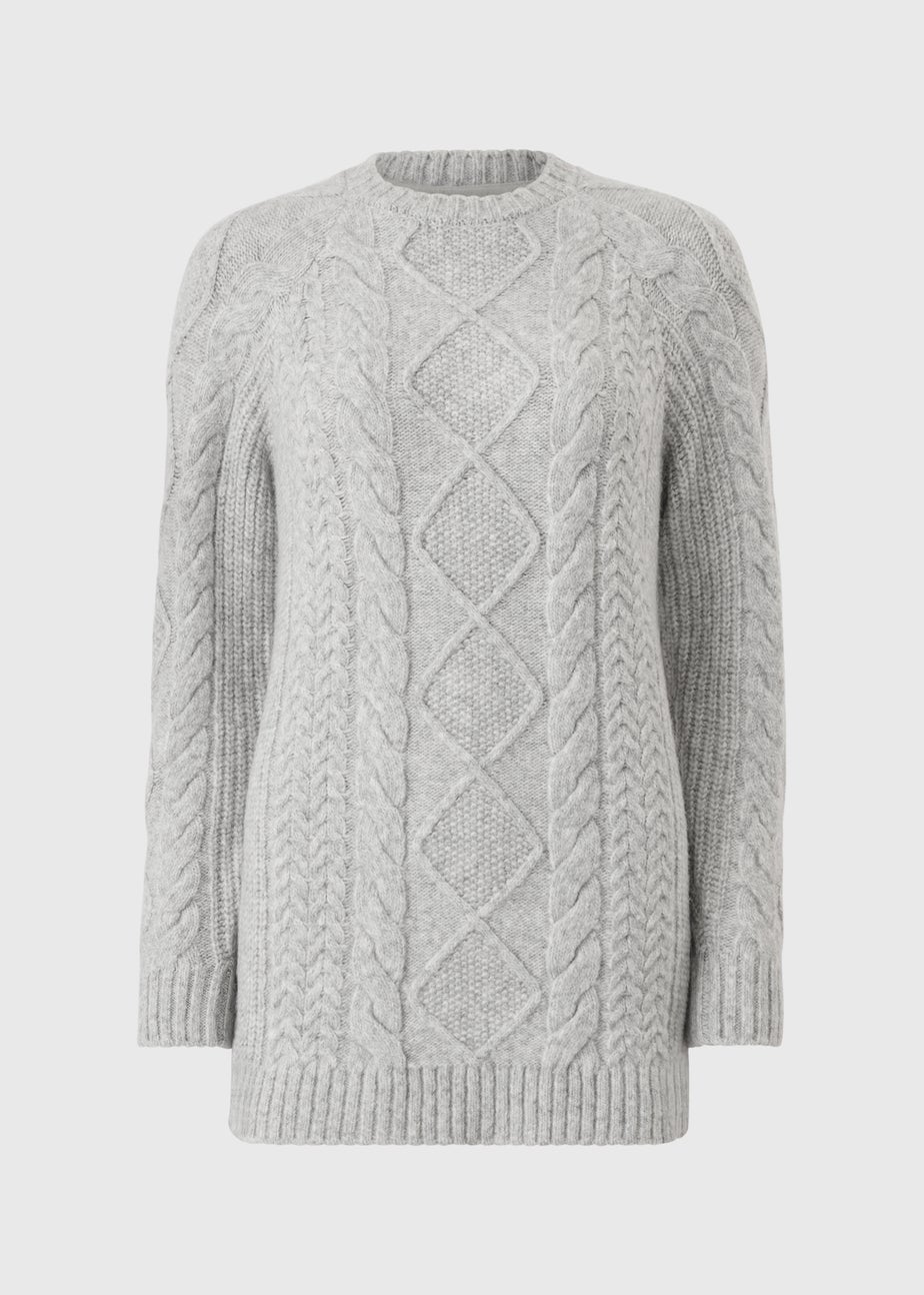 Grey Cable Knit Tunic Dress