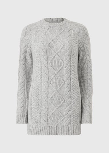 Grey Cable Knit Tunic Dress