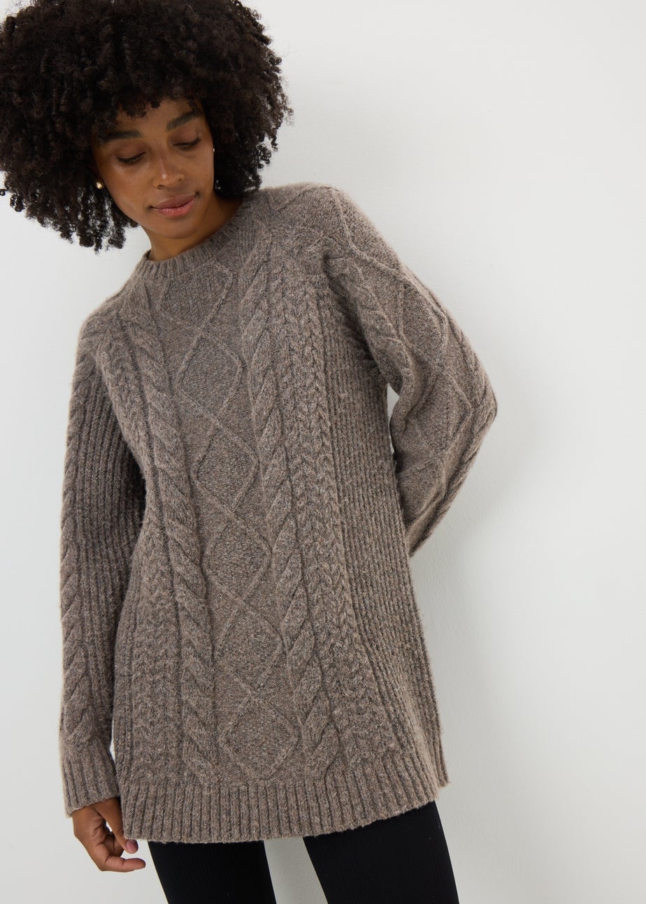 Brown Cable Knit Dress
