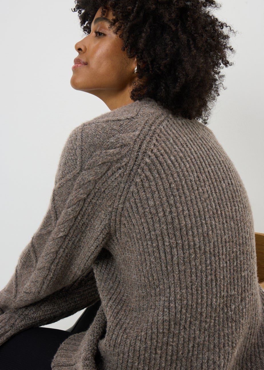 Brown Cable Knit Dress
