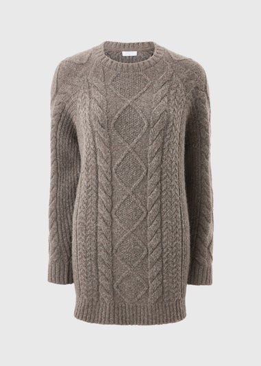 Brown Cable Knit Dress