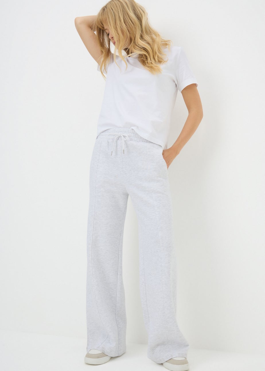 Grey Marl Wide Leg Jogging Bottoms