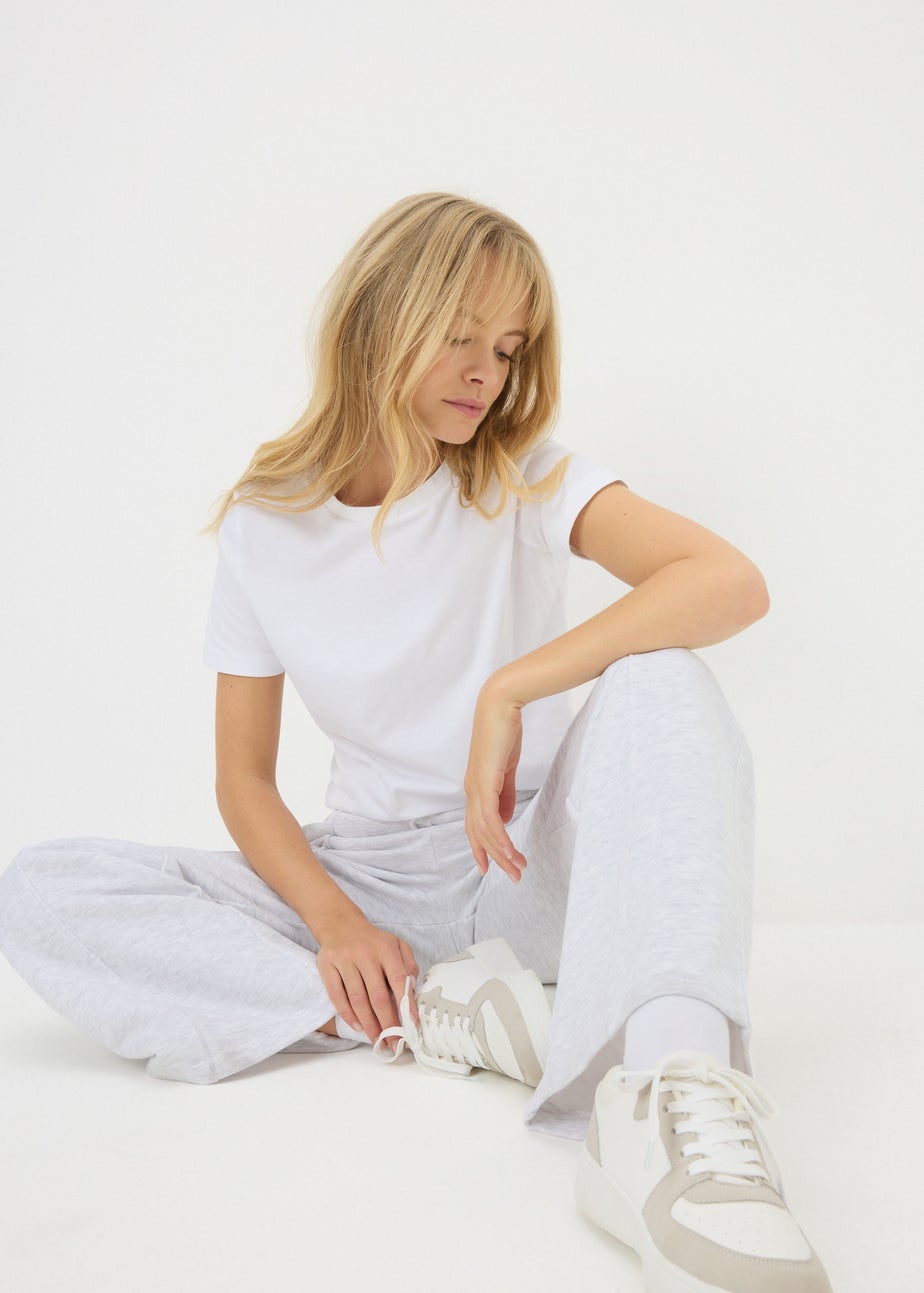 Grey Marl Wide Leg Jogging Bottoms