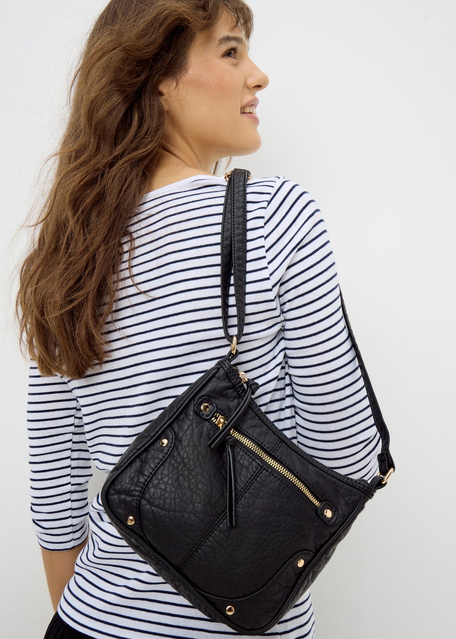 Black Washed Messenger Bag