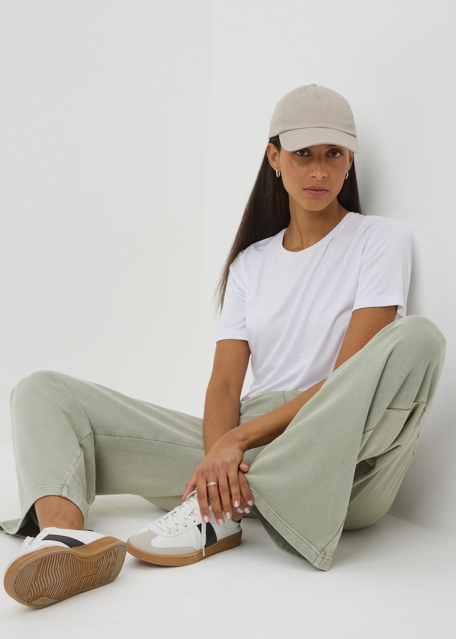 Sage Acid Wash Wide Leg Jogging Bottoms