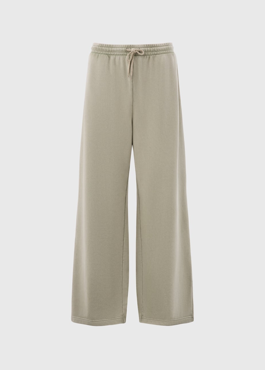 Sage Acid Wash Wide Leg Jogging Bottoms