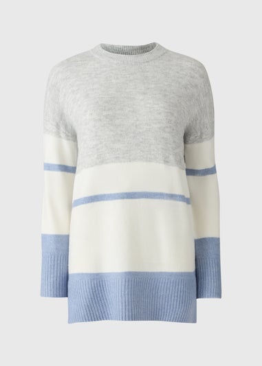Grey Colour Block Knitted Tunic