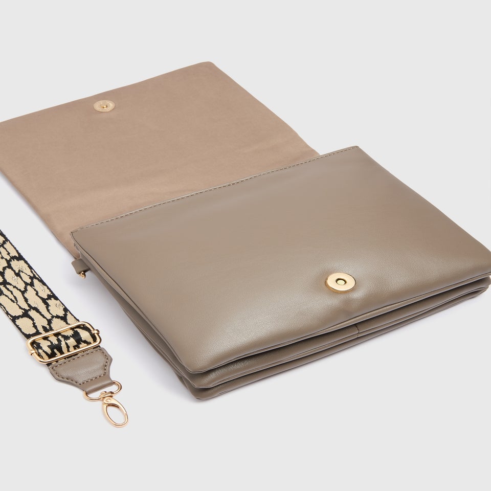 Taupe Leopard Strap Handbag