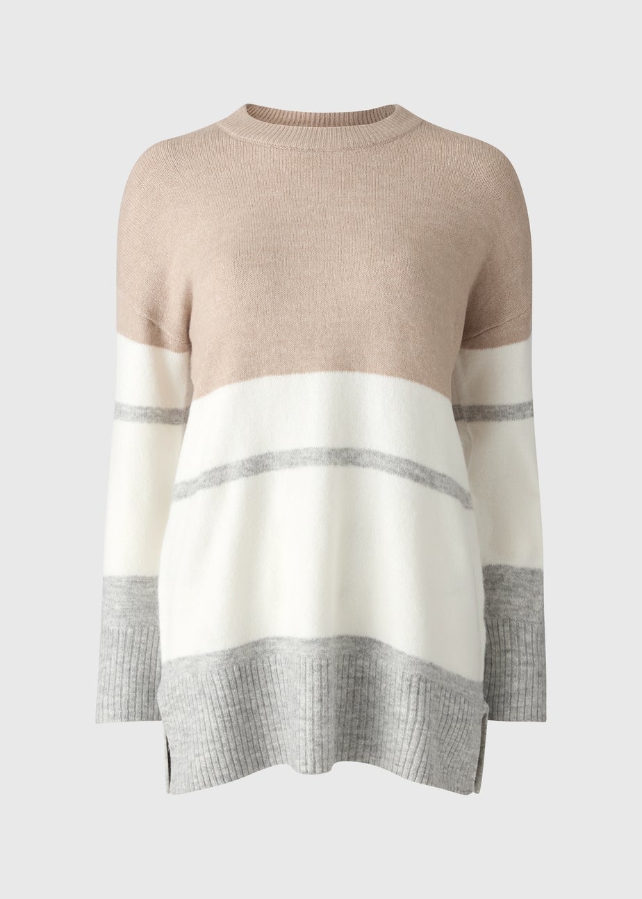 Beige Block Tunic Jumper