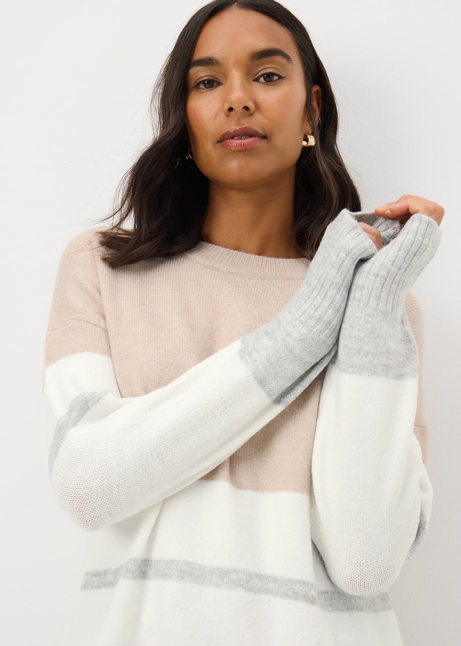 Beige Block Tunic Jumper