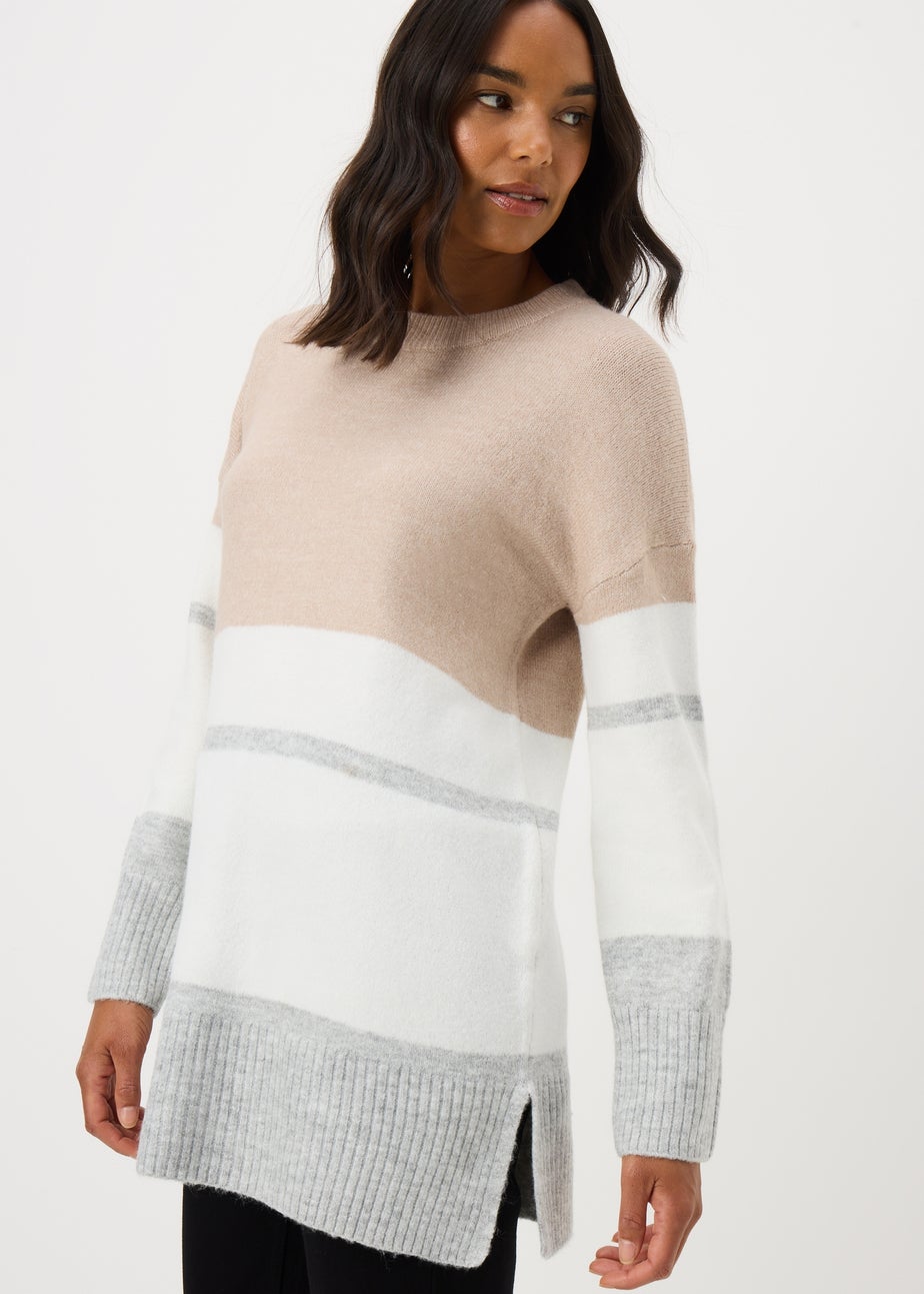 Beige Block Tunic Jumper