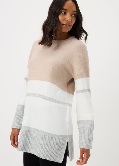 Beige Block Tunic Jumper