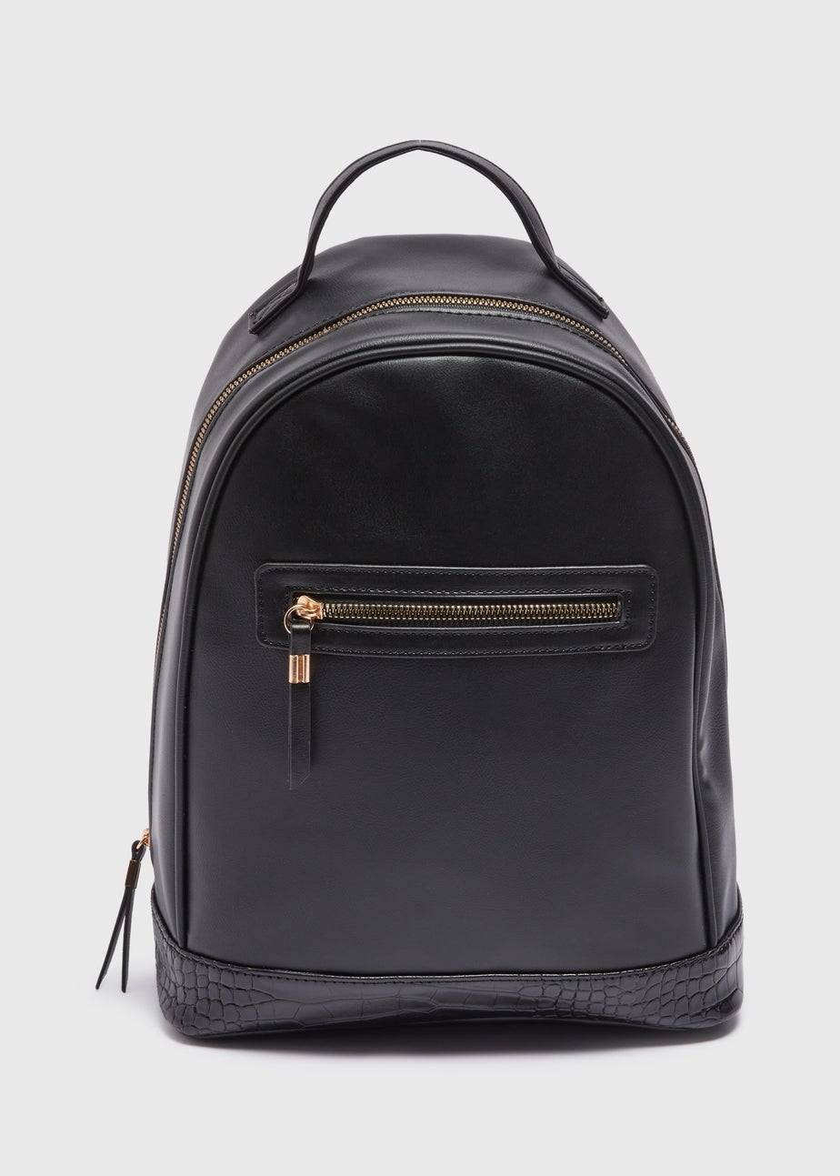 Black Faux Leather Backpack