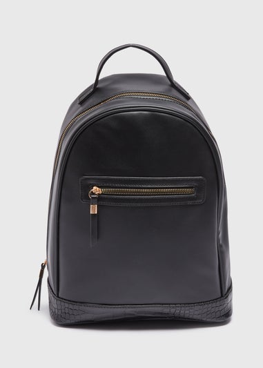 Black Faux Leather Backpack