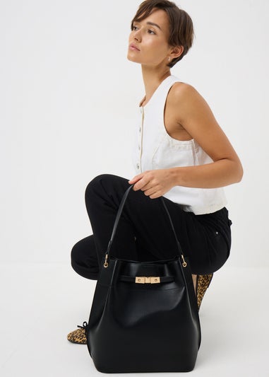 Black Bucket Tote Bag