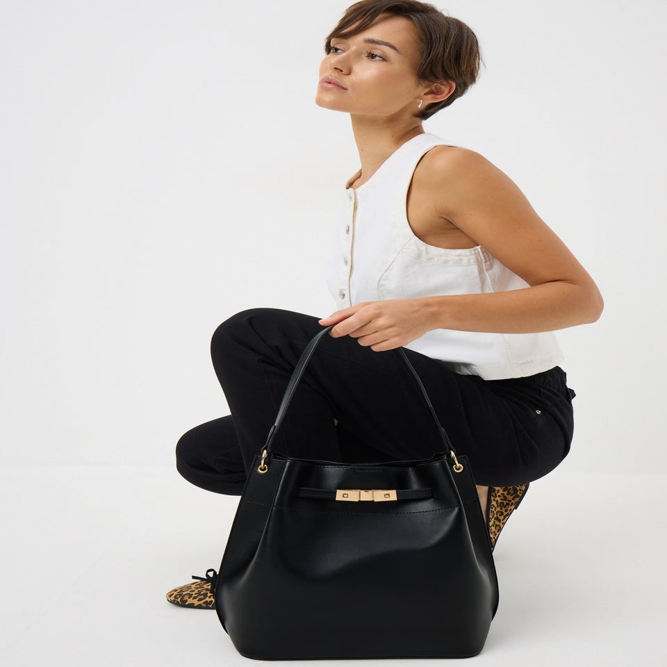 Black Bucket Tote Bag