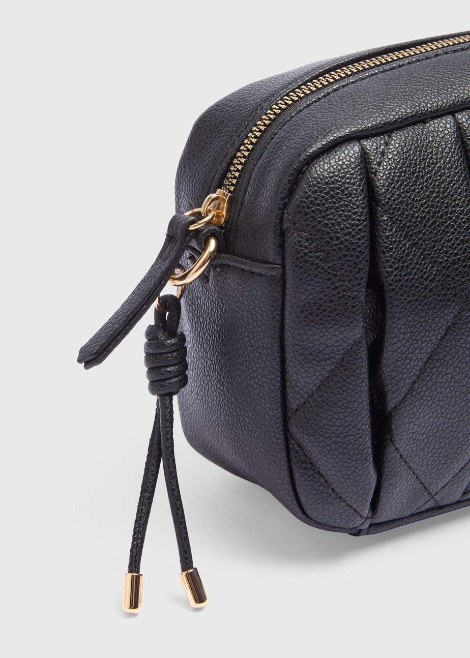 Women's Black Quilted Camera Bag