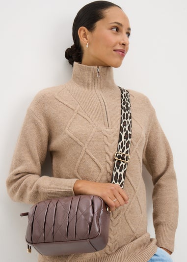 Brown Quilted Camera Bag