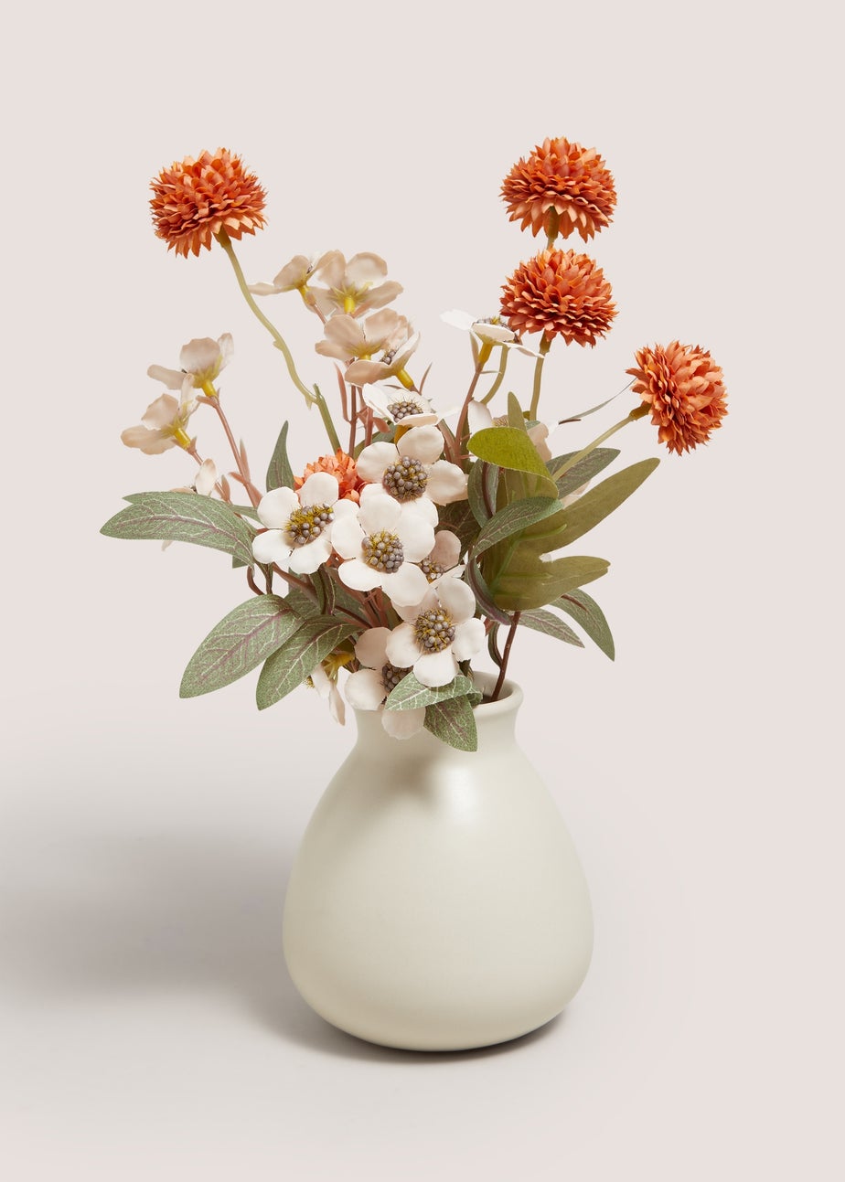 Peach Pink Daisy Small Ceramic Pot