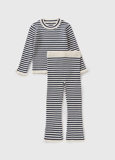 Girls Black Stripe Jumper & Flare Trouser Set (1-7yrs)