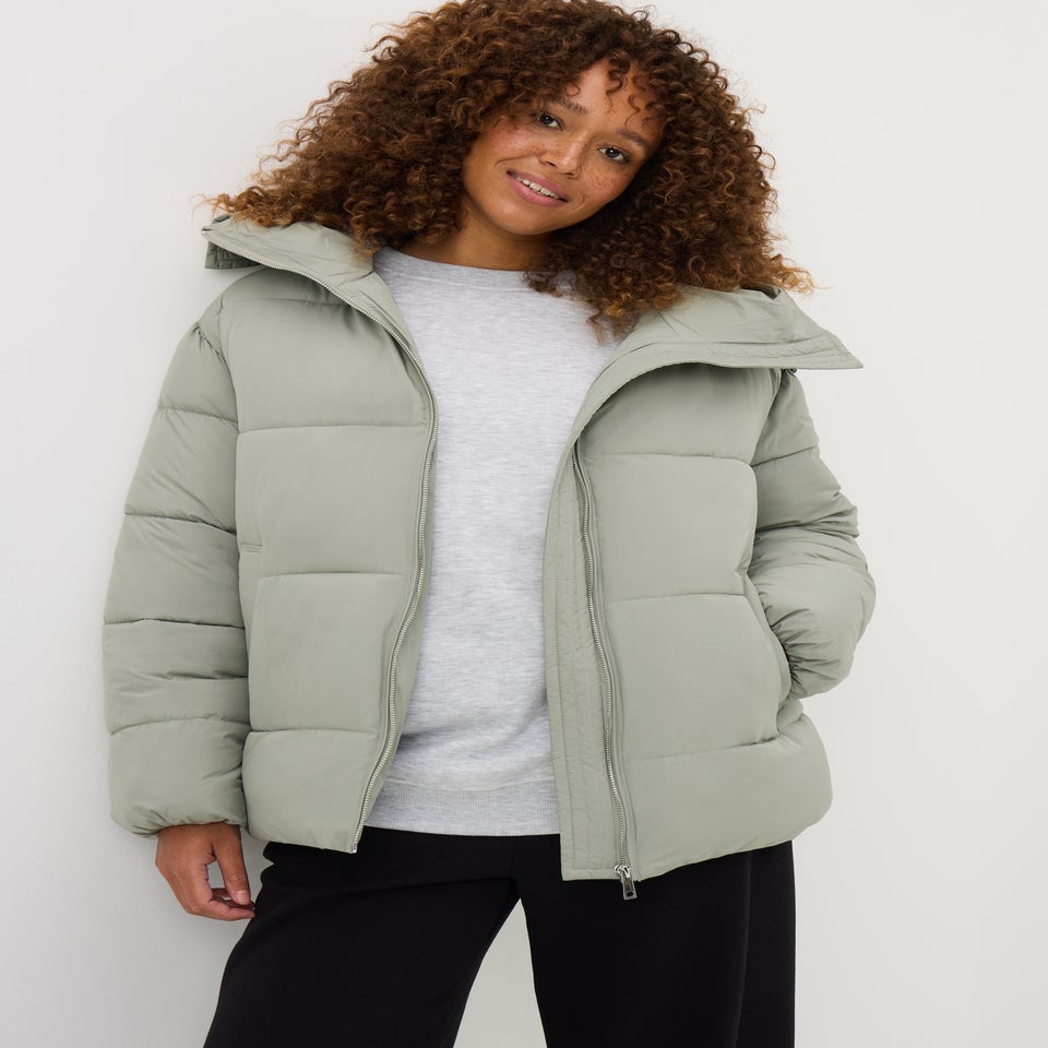 Sage Showerproof Padded Mid Length Coat