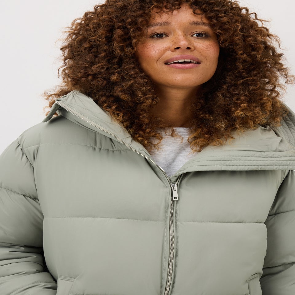Sage Showerproof Padded Mid Length Coat