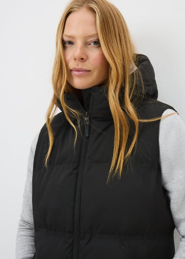 Black Long Padded Showerproof Gilet