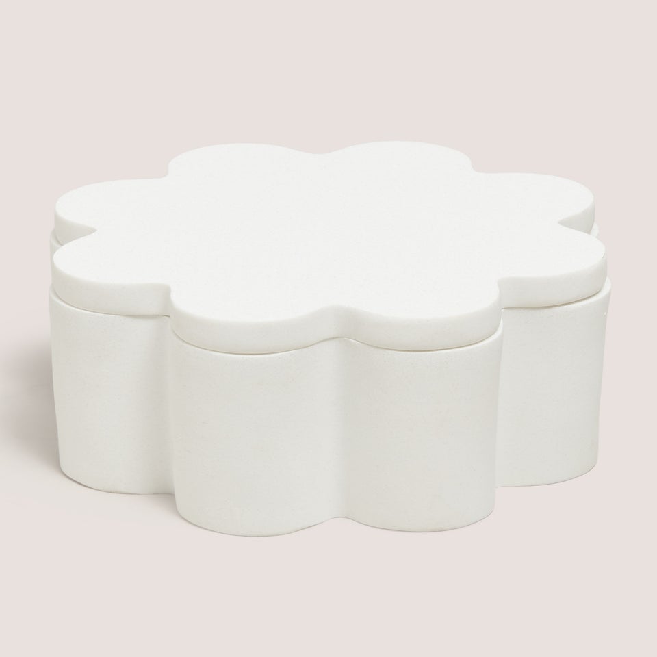Cream Scallop Edge Storage Jar