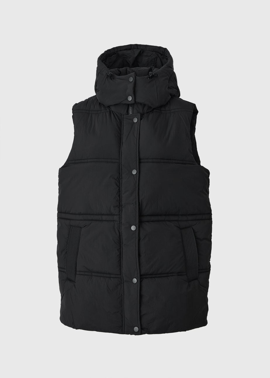 Black Padded Mid Length Showerproof Gilet