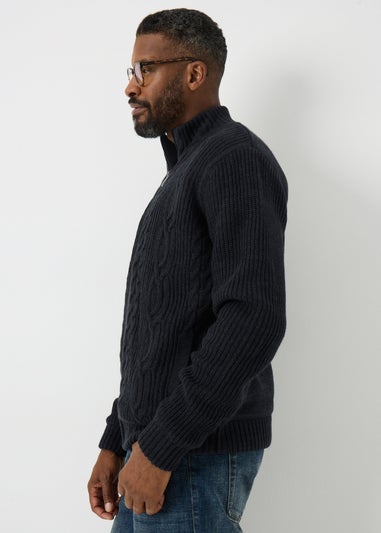 Lincoln Navy Knit Full Zip Cardigan