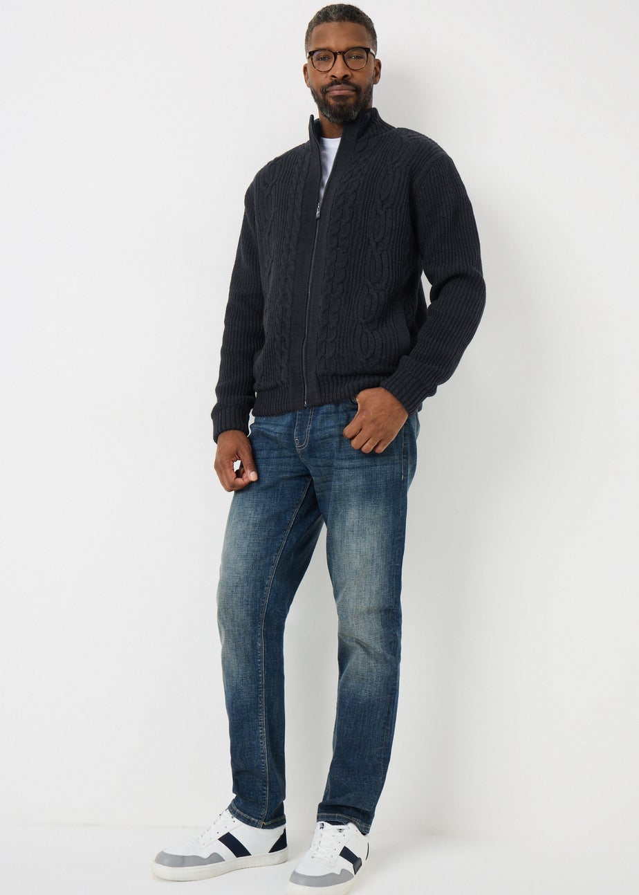 Lincoln Navy Knit Full Zip Cardigan