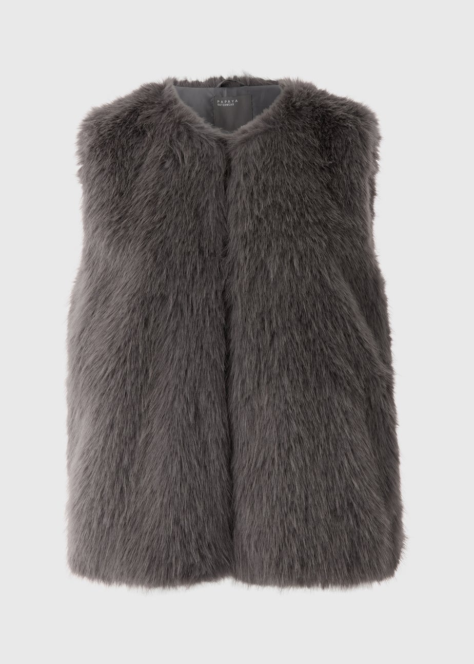 Grey Faux Fur Gilet