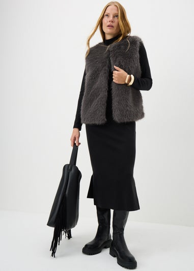 Grey Faux Fur Gilet