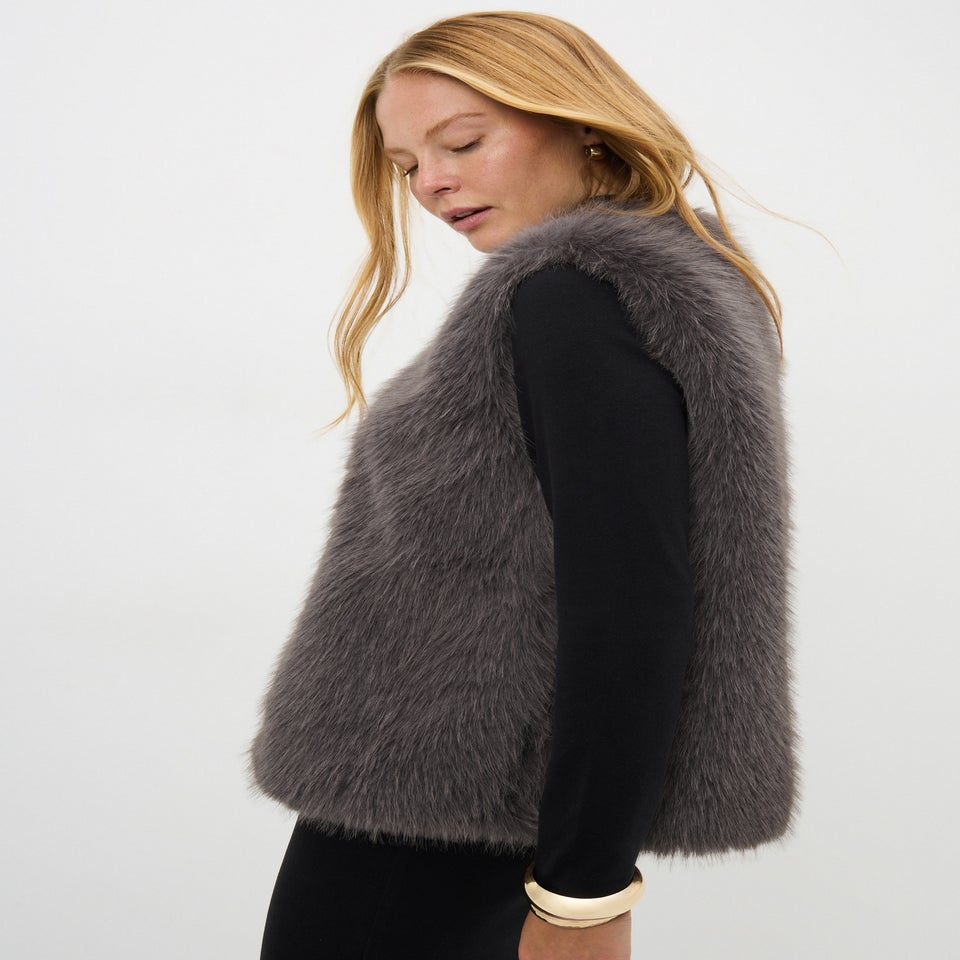Grey Faux Fur Gilet