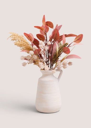 Burgundy Faux Dried Plant In Jug