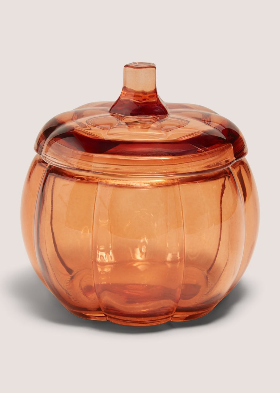 Orange Pumpkin Glass Jar