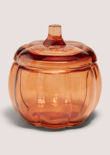 Orange Pumpkin Glass Jar